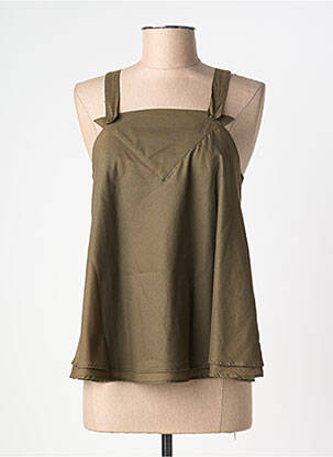 Top col carré sans manche vert SEMIOLOGY femme