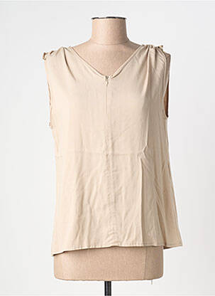 Top coupe cintrée sans manche beige SEMIOLOGY femme