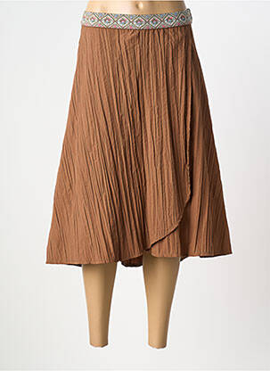 Jupe mi-longue coupe évasée marron SEMIOLOGY femme