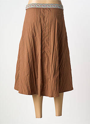 Jupe mi-longue coupe évasée marron SEMIOLOGY femme