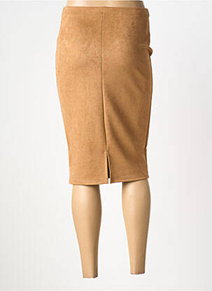 Jupe mi-longue stretch marron 100 % FEMININ PARIS femme