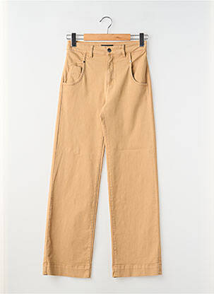 Pantalon droit fermeture zippée sous rabat boutonné taille normale marron COP COPINE femme