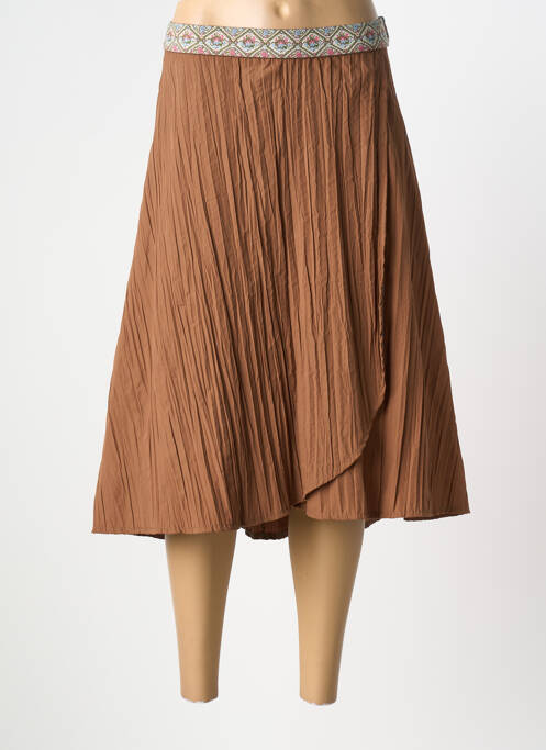 Jupe mi-longue marron SEMIOLOGY femme