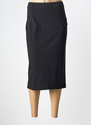 Jupe mi-longue coupe droite noir POUSSIERE D'ETOLE femme