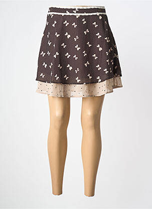 Jupe courte coupe évasée marron MISMASH femme