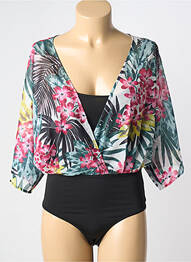 Body coupe cintrée manches courtes noir KOCCA femme