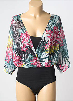 Body coupe cintrée manches courtes noir KOCCA femme