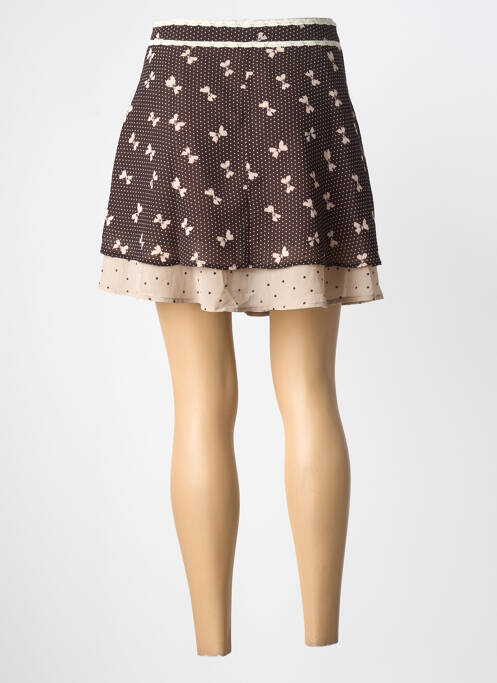 Jupe courte coupe évasée marron MISMASH femme
