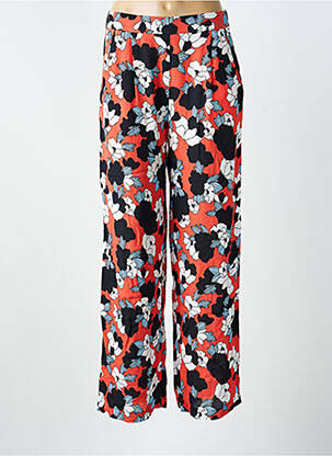 Pantalon droit fermeture zippée sous rabat boutonné taille normale rouge SUNCOO femme