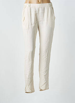 Pantalon slim taille élastique taille normale beige SUNCOO femme