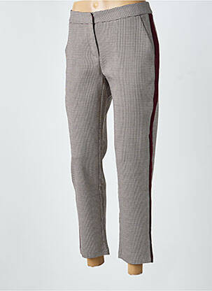 Pantalon chino broderie galons latéraux taille normale beige SUNCOO femme