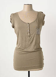 Top tissage jersey manches courtes vert POUSSIERE D'ETOLE femme