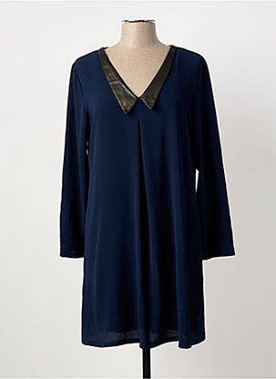 Robe courte manches longues manches longues bleu POUSSIERE D'ETOLE femme