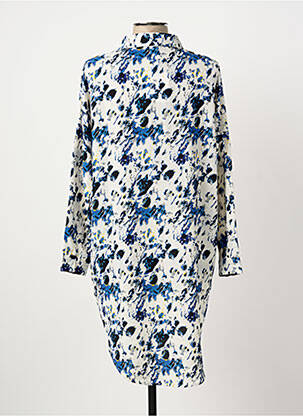 Robe mi-longue imprimé fantaisie manches longues blanc SUNCOO femme