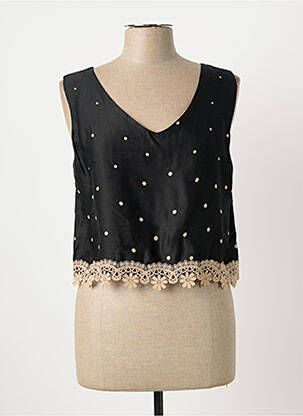 Top imprimé fantaisie sans manche noir PAUL BRIAL femme