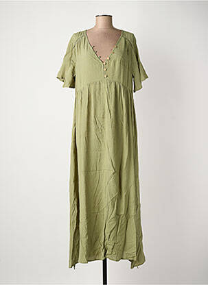 Robe longue manches courtes manches courtes vert LOLA ESPELETA femme
