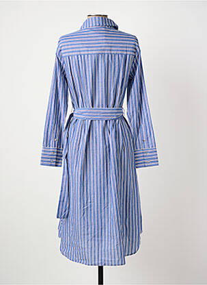 Robe mi-longue imprimé fantaisie manches longues bleu SUNCOO femme