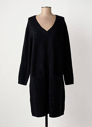 Robe pull coupe droite manches longues noir FRANSA femme