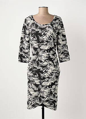 Robe mi-longue manches 3/4 manches 3/4 noir FRANSA femme