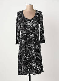 Robe mi-longue imprimé fantaisie manches longues noir LES FILLES DE NEAUX femme