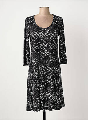 Robe mi-longue imprimé fantaisie manches longues noir LES FILLES DE NEAUX femme