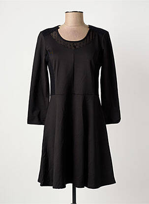 Robe mi-longue coupe évasée manches longues noir LES FILLES DE NEAUX femme