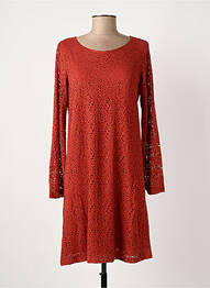 Robe mi-longue coupe fluide manches longues orange LES FILLES DE NEAUX femme