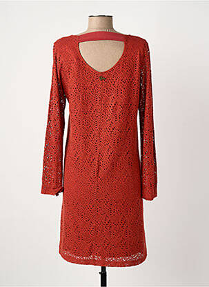 Robe mi-longue coupe fluide manches longues orange LES FILLES DE NEAUX femme