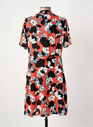 Robe mi-longue imprimé fantaisie manches courtes orange SUNCOO femme