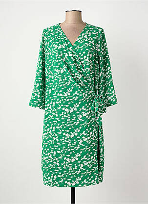 Robe mi-longue imprimé fantaisie manches longues vert FRANSA femme