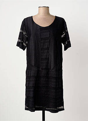 Robe mi-longue fermeture zippée au dos manches courtes noir LES FILLES DE NEAUX femme