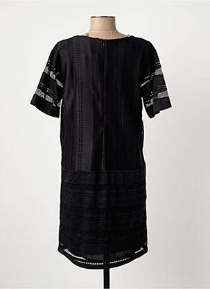 Robe mi-longue fermeture zippée au dos manches courtes noir LES FILLES DE NEAUX femme