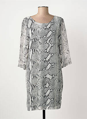Robe mi-longue manches 3/4 manches 3/4 gris FRANSA femme