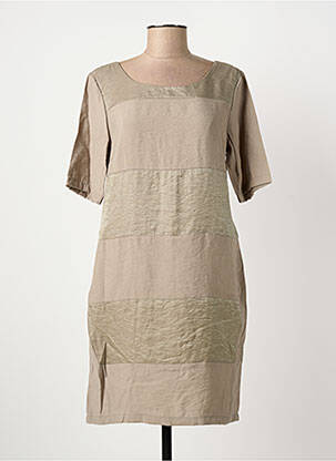 Robe courte fermeture zippée au dos manches courtes beige FRANSA femme
