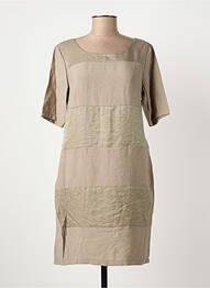 Robe courte fermeture zippée au dos manches courtes beige FRANSA femme