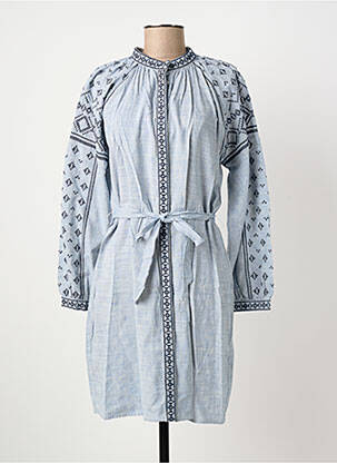 Robe mi-longue manches longues manches longues bleu SUNCOO femme
