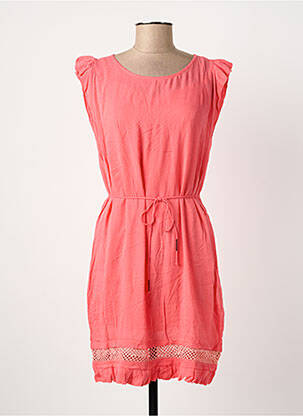 Robe mi-longue manches courtes manches courtes orange SUNCOO femme