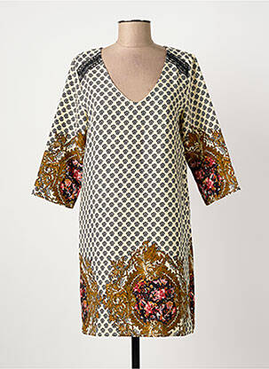 Robe courte manches 3/4 manches 3/4 beige SUNCOO femme