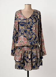 Robe mi-longue imprimé fantaisie manches longues bleu MISMASH femme