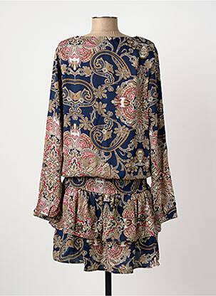 Robe mi-longue imprimé fantaisie manches longues bleu MISMASH femme