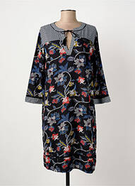Robe mi-longue imprimé fleurs manches 3/4 bleu FRANSA femme