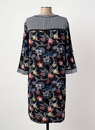 Robe mi-longue imprimé fleurs manches 3/4 bleu FRANSA femme