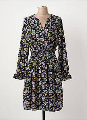 Robe mi-longue imprimé fleurs manches longues bleu KAPORAL femme
