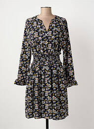 Robe mi-longue imprimé fleurs manches longues bleu KAPORAL femme