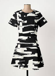 Robe courte fermeture zippée au dos manches courtes noir SUNCOO femme