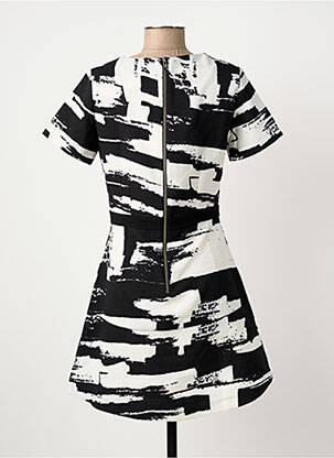 Robe courte fermeture zippée au dos manches courtes noir SUNCOO femme