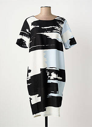Robe mi-longue imprimé fantaisie manches courtes noir FRANSA femme