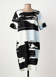 Robe mi-longue imprimé fantaisie manches courtes noir FRANSA femme