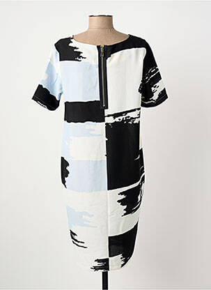 Robe mi-longue imprimé fantaisie manches courtes noir FRANSA femme