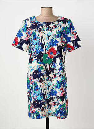 Robe courte fermeture zippée au dos manches courtes bleu MISMASH femme